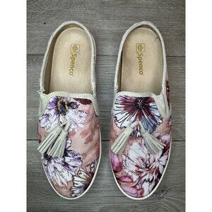 Spenco Floral Slip On Mule Sneakers Tassel Comfort Shoes Women Size 9